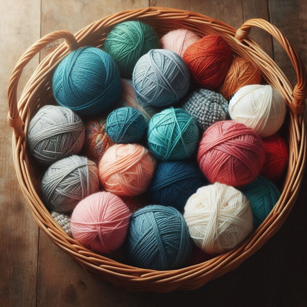 basket full of yarn