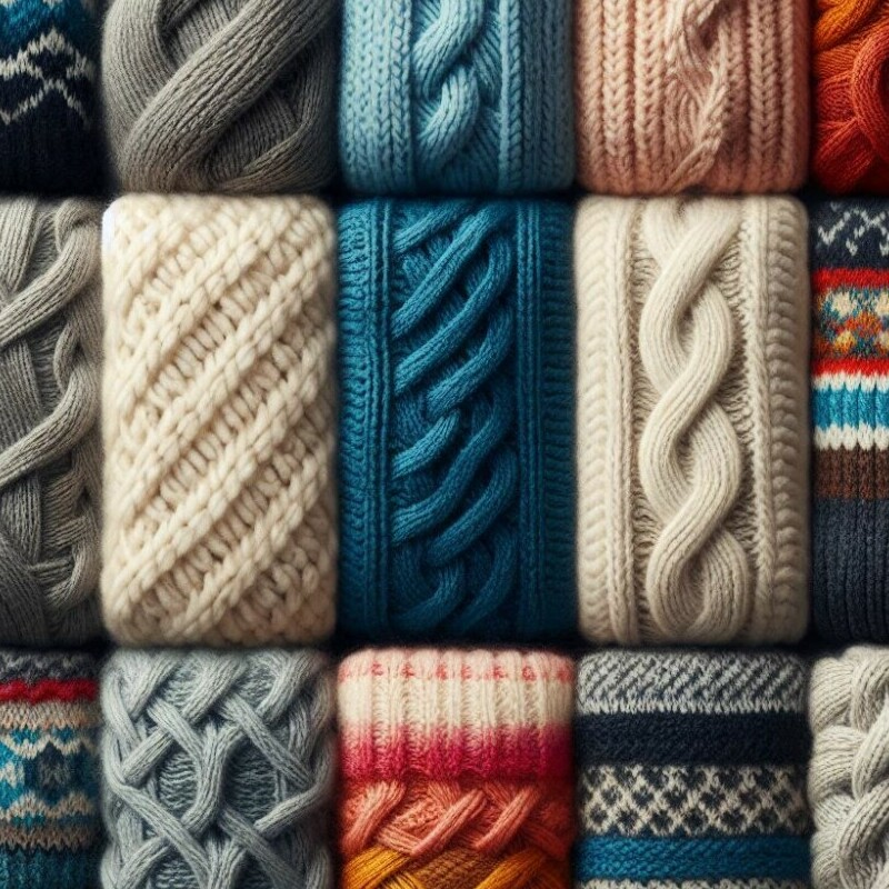 sample of different knits swatches